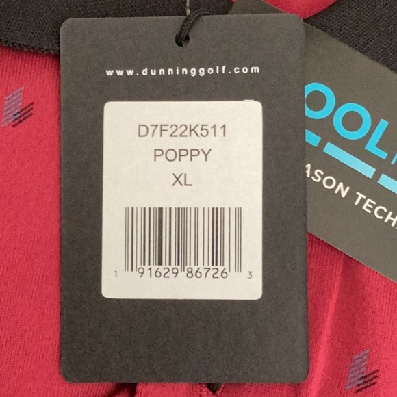 DUNNING NWT  GOLF FENTON JERSEY MENS POLO SHIRT COOLMAX ALL SEASON POPPY  XL - Picture 12 of 12